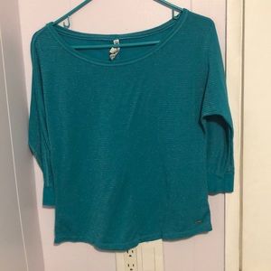 Greenish blue 3/4 sleeve with sparkle stripes